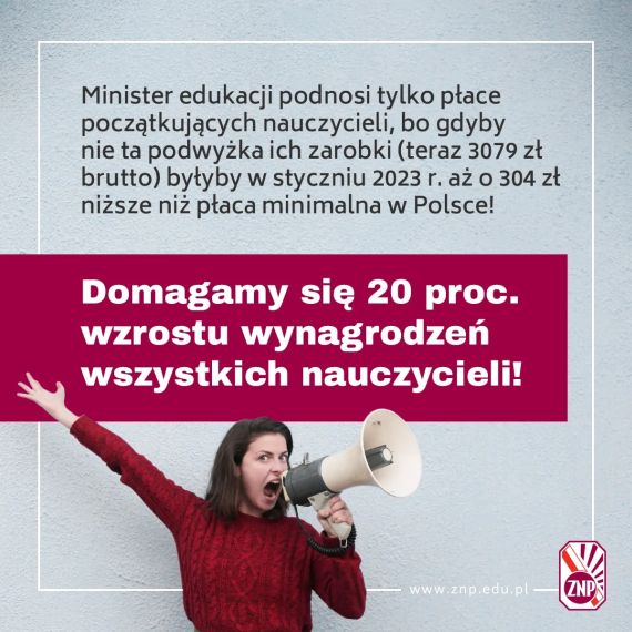 DOMAGAMY się 20 proc. WZROSTU WYNAGRODZEŃ wszystkich nauczycieli