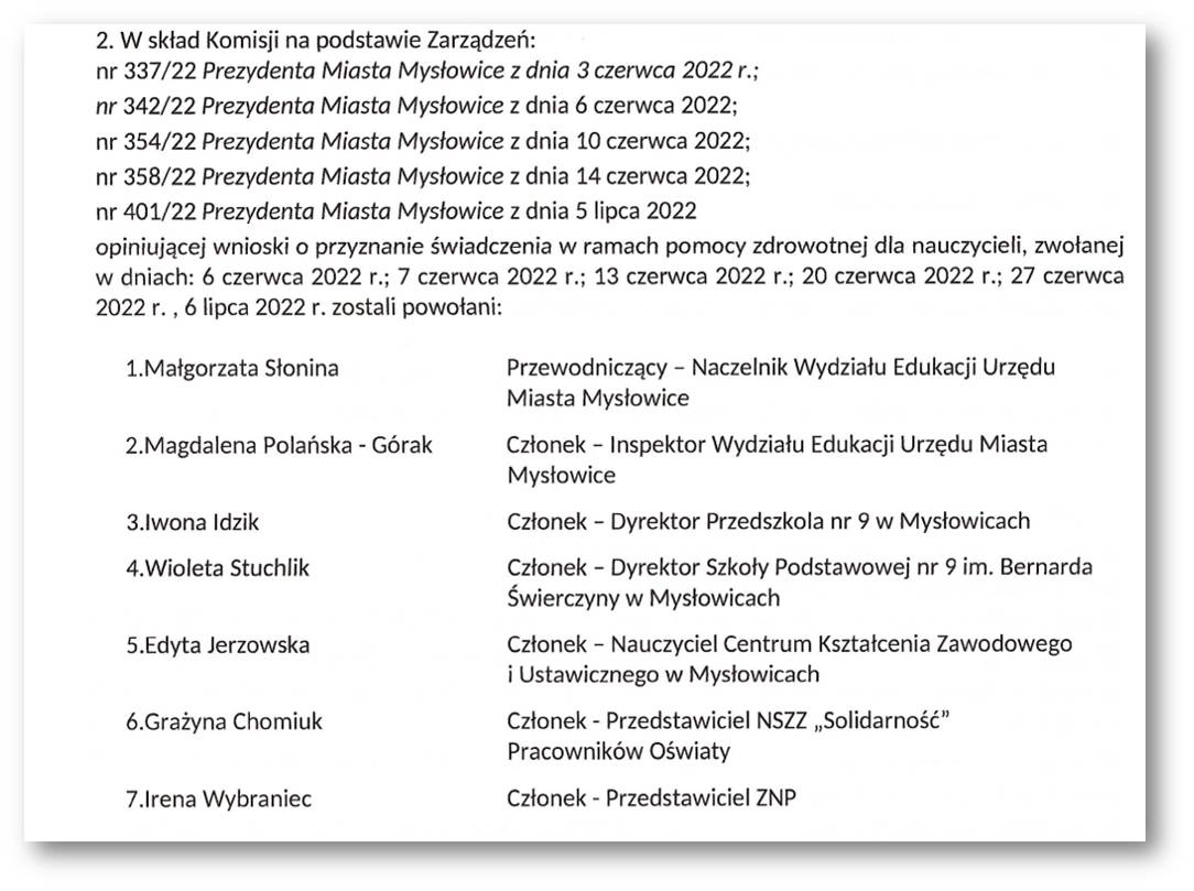 Skład Komisji na 06,07,13,20,27.06.2022 i 06.07.2022 Skład Komisji na 06,07,13,20,27.06.2022 i 06.07.2022